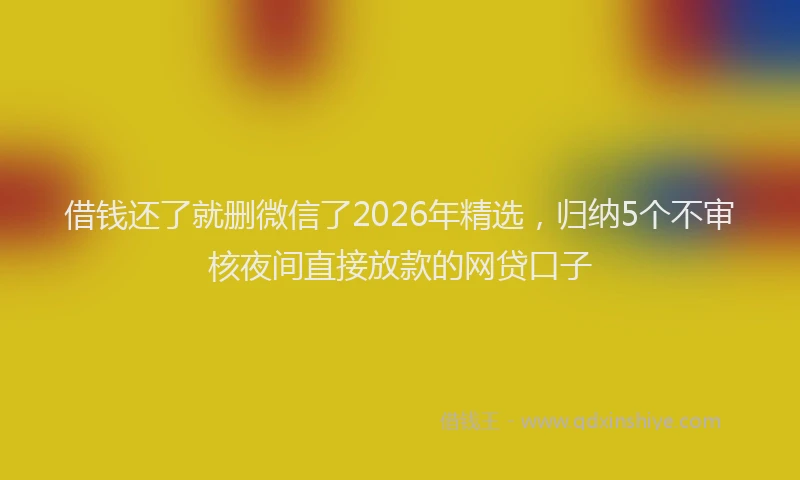 借钱还了就删微信了2026年精选，归纳5个不审核夜间直接放款的网贷口子