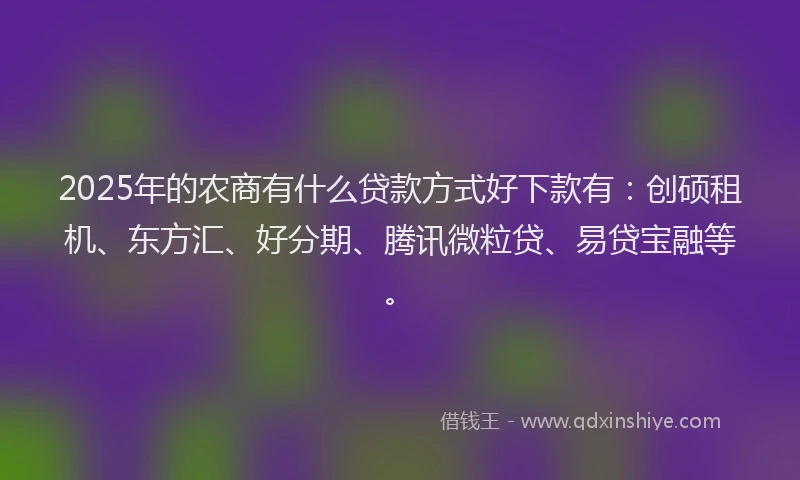 2025年的农商有什么贷款方式好下款有：创硕租机、东方汇、好分期、腾讯微粒贷、易贷宝融等。