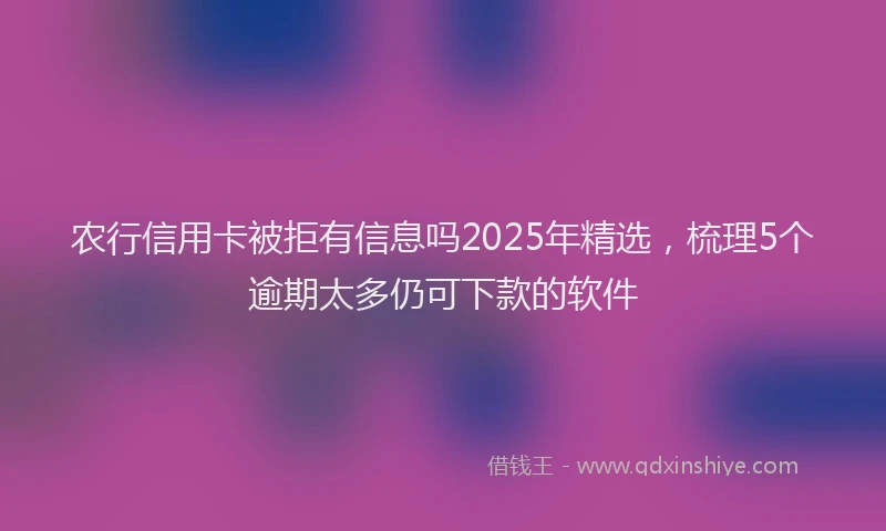 农行信用卡被拒有信息吗2025年精选,梳理5个逾期太多仍可下款的软件