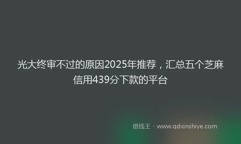 光大终审不过的原因2025年推荐，汇总五个芝麻信用439分下款的平台