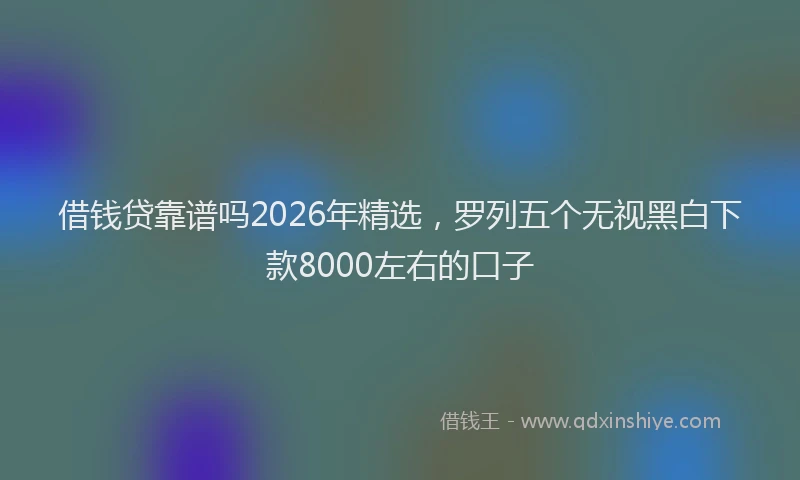 借钱贷靠谱吗2026年精选，罗列五个无视黑白下款8000左右的口子