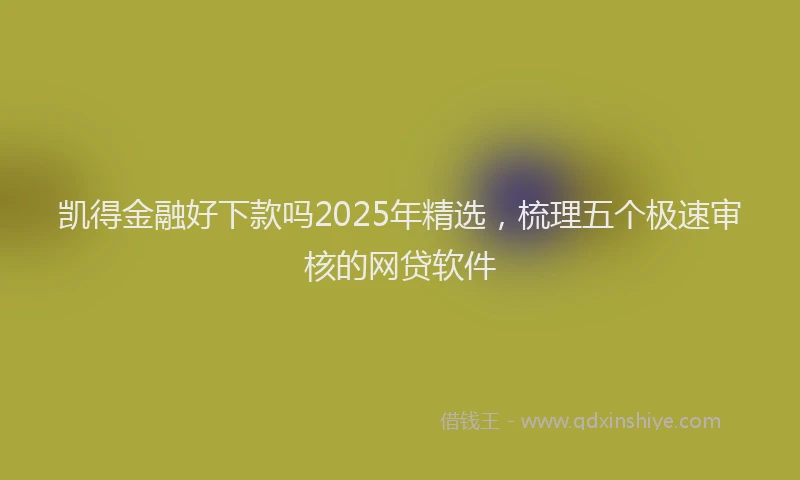凯得金融好下款吗2025年精选，梳理五个极速审核的网贷软件