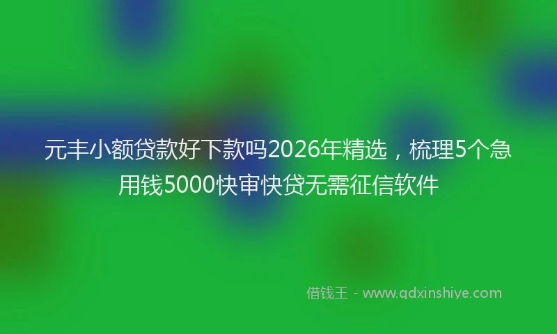 元丰小额贷款好下款吗2026年精选，梳理5个急用钱5000快审快贷无需征信软件