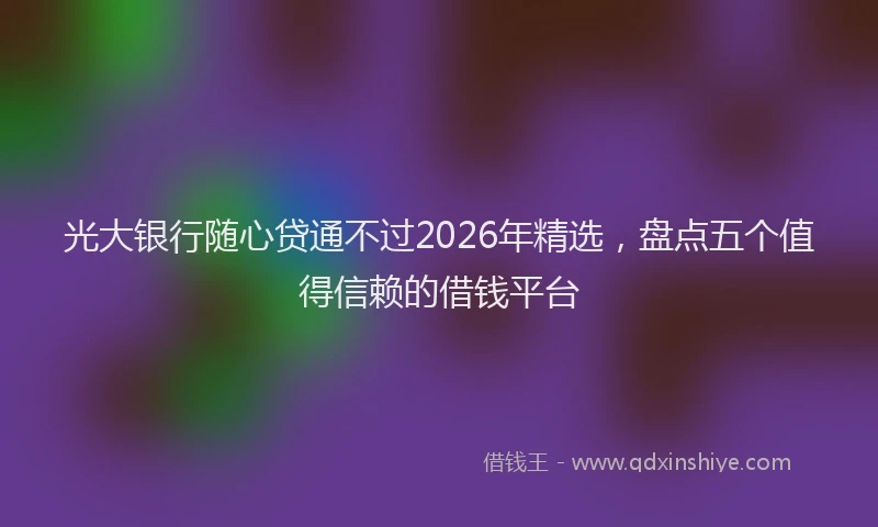 光大银行随心贷通不过2026年精选，盘点五个值得信赖的借钱平台