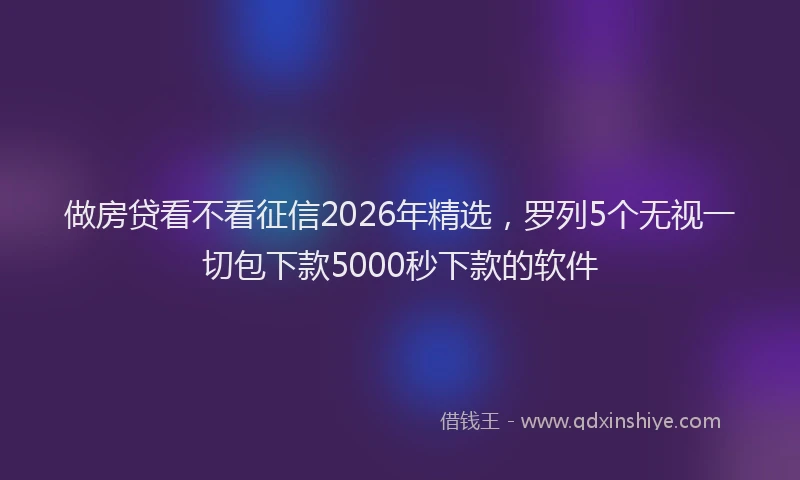 做房贷看不看征信2026年精选，罗列5个无视一切包下款5000秒下款的软件