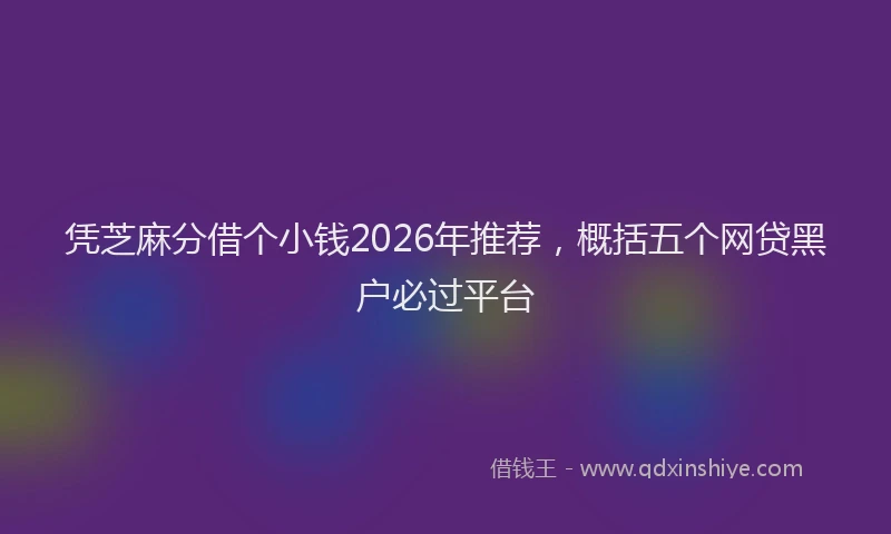 凭芝麻分借个小钱2026年推荐，概括五个网贷黑户必过平台