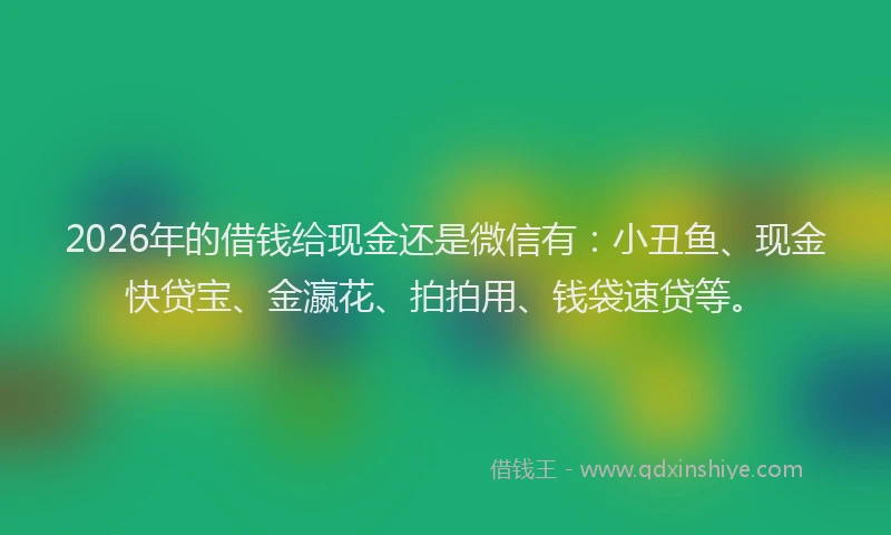 2026年的借钱给现金还是微信有：小丑鱼、现金快贷宝、金瀛花、拍拍用、钱袋速贷等。