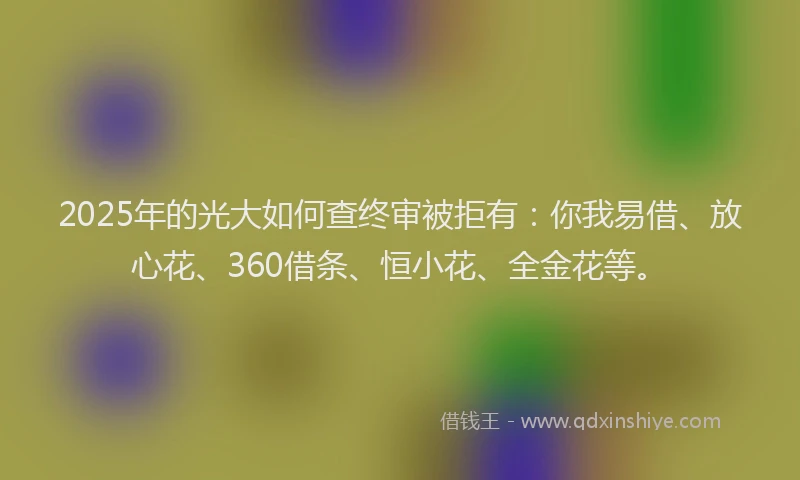 2025年的光大如何查终审被拒有:你我易借、放心花、360借条、恒小花、全金花等。