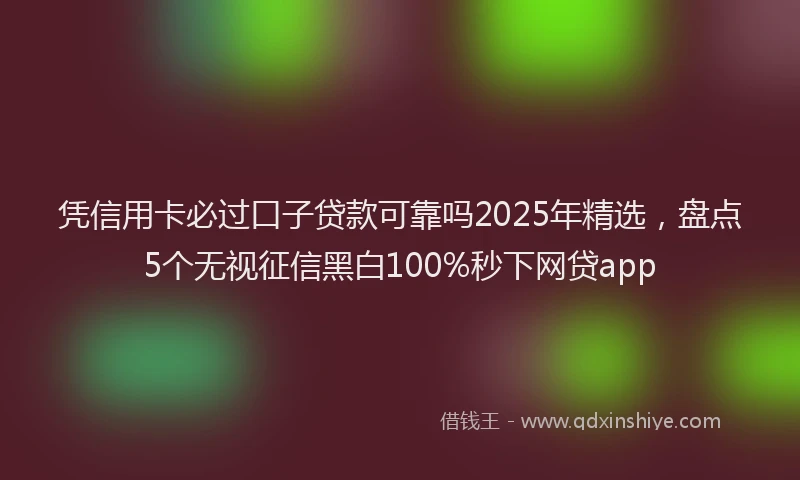 凭信用卡必过口子贷款可靠吗2025年精选，盘点5个无视征信黑白100%秒下网贷app