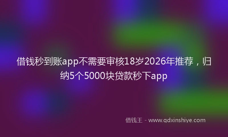 借钱秒到账app不需要审核18岁2026年推荐，归纳5个5000块贷款秒下app