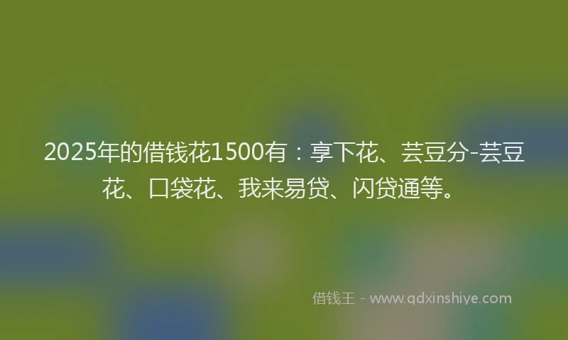 2025年的借钱花1500有：享下花、芸豆分-芸豆花、口袋花、我来易贷、闪贷通等。