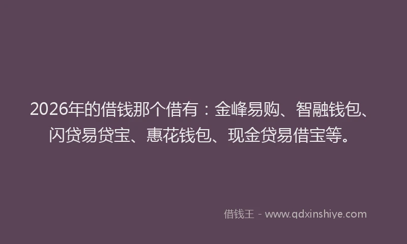 2026年的借钱那个借有：金峰易购、智融钱包、闪贷易贷宝、惠花钱包、现金贷易借宝等。