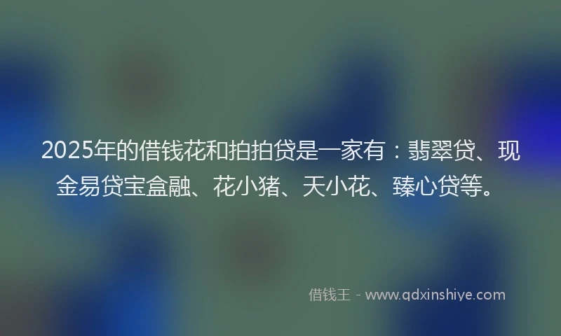2025年的借钱花和拍拍贷是一家有：翡翠贷、现金易贷宝盒融、花小猪、天小花、臻心贷等。