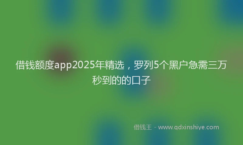 借钱额度app2025年精选，罗列5个黑户急需三万秒到的的口子