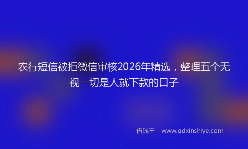 农行短信被拒微信审核2026年精选,整理五个无视一切是人就下款的口子