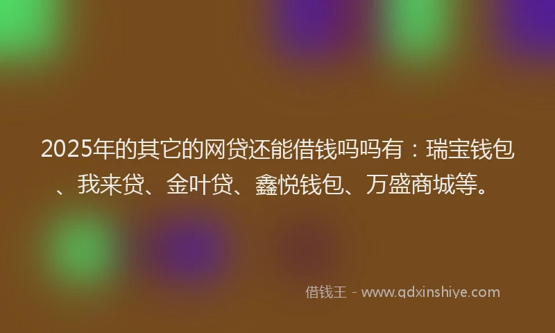2025年的其它的网贷还能借钱吗吗有:瑞宝钱包、我来贷、金叶贷、鑫悦钱包、万盛商城等。