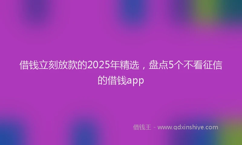 借钱立刻放款的2025年精选，盘点5个不看征信的借钱app