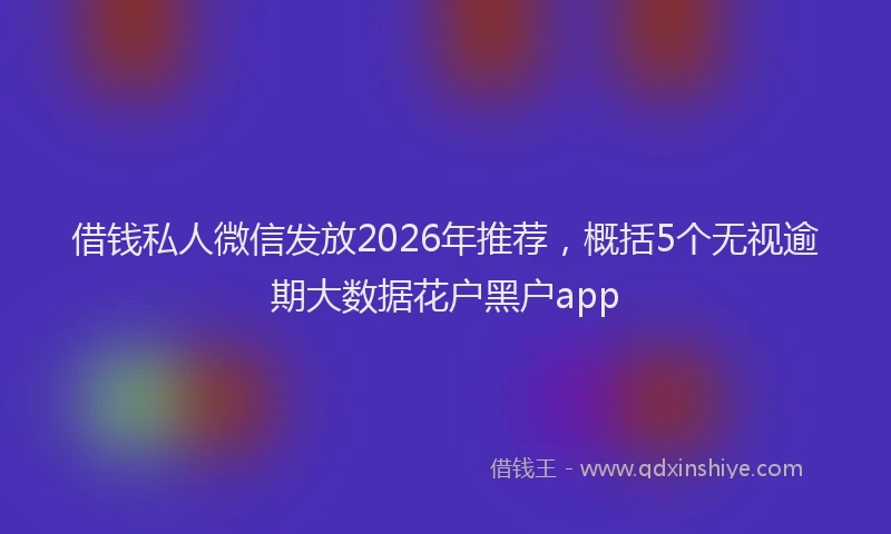 借钱私人微信发放2026年推荐，概括5个无视逾期大数据花户黑户app