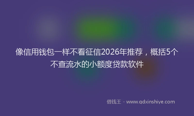 像信用钱包一样不看征信2026年推荐，概括5个不查流水的小额度贷款软件