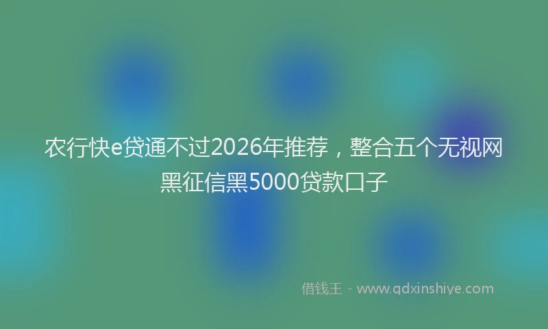 农行快e贷通不过2026年推荐，整合五个无视网黑征信黑5000贷款口子