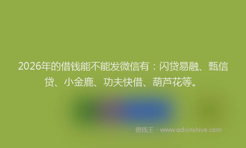 2026年的借钱能不能发微信有：闪贷易融、甄信贷、小金鹿、功夫快借、葫芦花等。