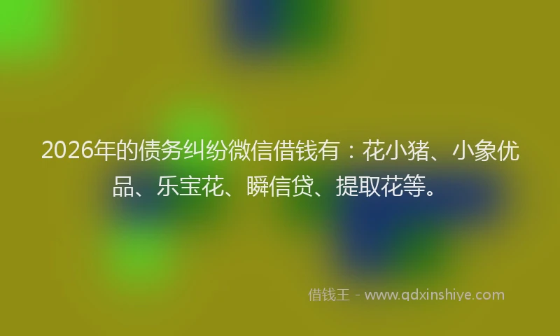2026年的债务纠纷微信借钱有：花小猪、小象优品、乐宝花、瞬信贷、提取花等。