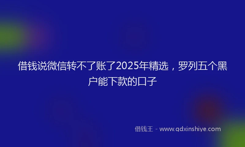 借钱说微信转不了账了2025年精选，罗列五个黑户能下款的口子