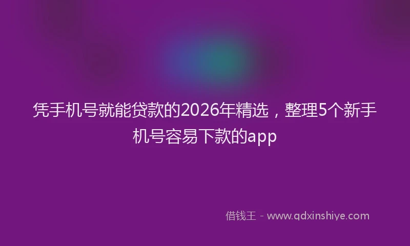凭手机号就能贷款的2026年精选,整理5个新手机号容易下款的app