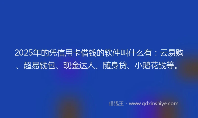 2025年的凭信用卡借钱的软件叫什么有：云易购、超易钱包、现金达人、随身贷、小鹅花钱等。