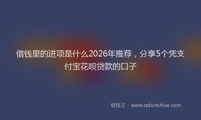 借钱里的进项是什么2026年推荐，分享5个凭支付宝花呗贷款的口子
