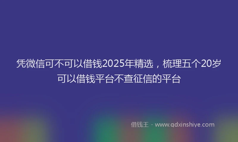 凭微信可不可以借钱2025年精选，梳理五个20岁可以借钱平台不查征信的平台