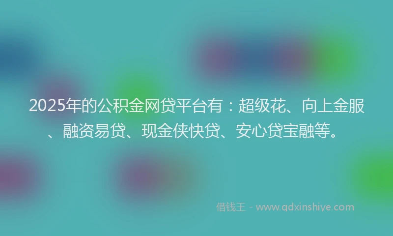 2025年的公积金网贷平台有：超级花、向上金服、融资易贷、现金侠快贷、安心贷宝融等。