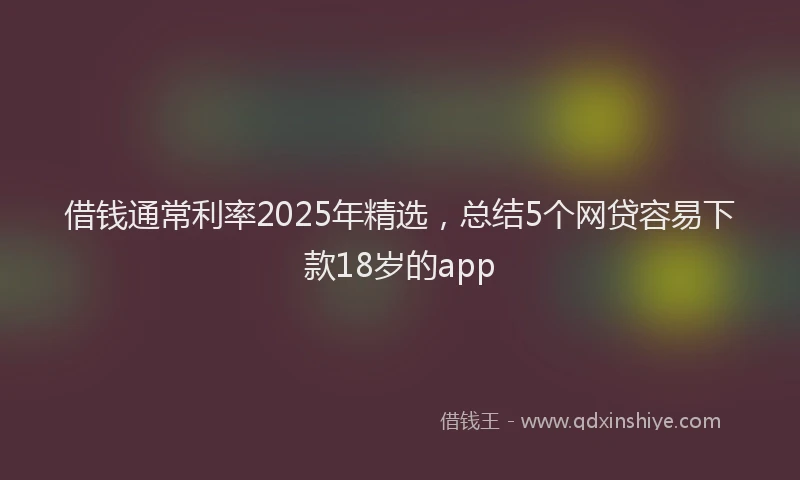 借钱通常利率2025年精选,总结5个网贷容易下款18岁的app