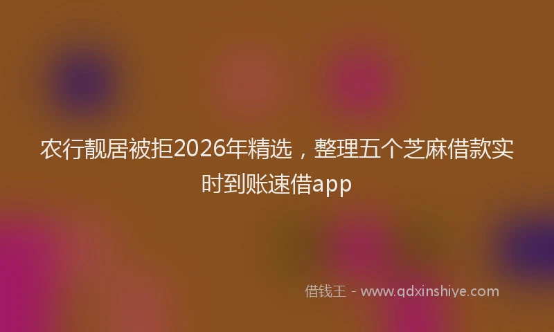 农行靓居被拒2026年精选，整理五个芝麻借款实时到账速借app