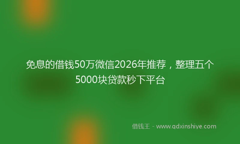 免息的借钱50万微信2026年推荐,整理五个5000块贷款秒下平台