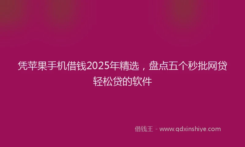 凭苹果手机借钱2025年精选,盘点五个秒批网贷轻松贷的软件