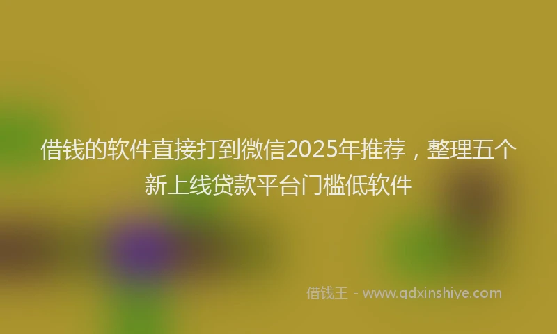 借钱的软件直接打到微信2025年推荐,整理五个新上线贷款平台门槛低软件