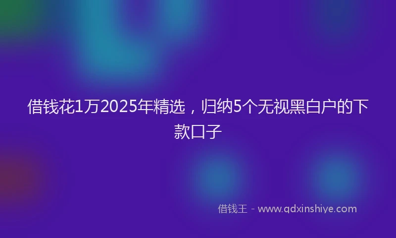 借钱花1万2025年精选,归纳5个无视黑白户的下款口子