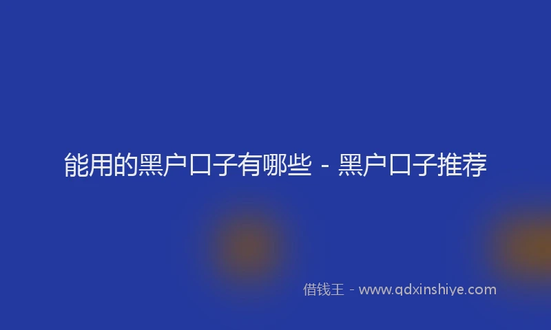 能用的黑户口子有哪些 - 黑户口子推荐