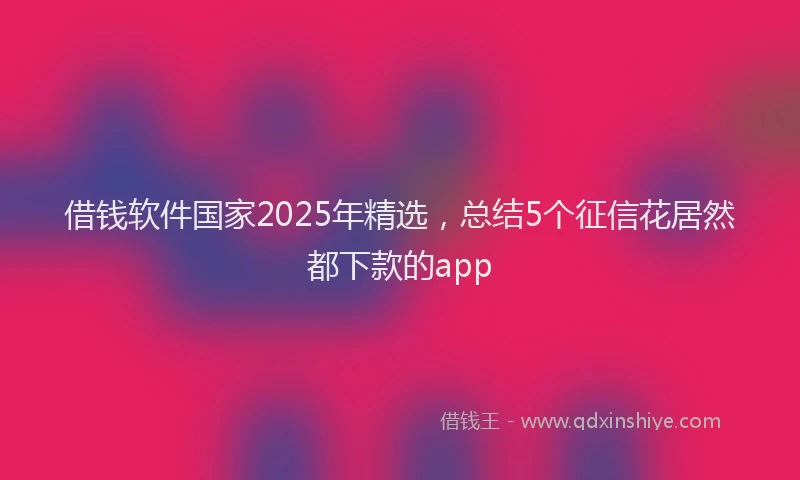借钱软件国家2025年精选，总结5个征信花居然都下款的app