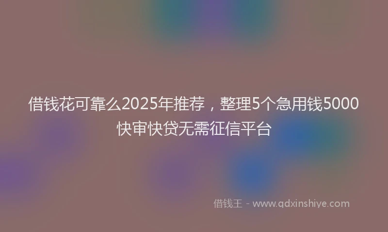 借钱花可靠么2025年推荐，整理5个急用钱5000快审快贷无需征信平台