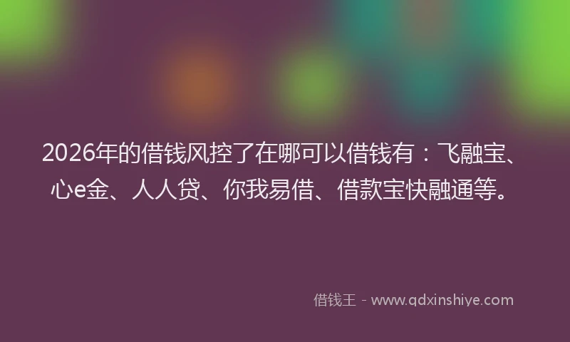 2026年的借钱风控了在哪可以借钱有:飞融宝、心e金、人人贷、你我易借、借款宝快融通等。