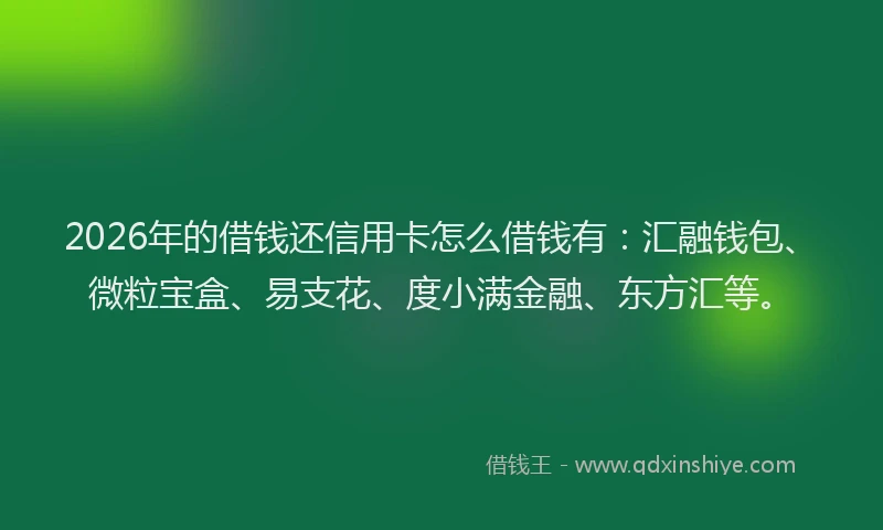 2026年的借钱还信用卡怎么借钱有:汇融钱包、微粒宝盒、易支花、度小满金融、东方汇等。