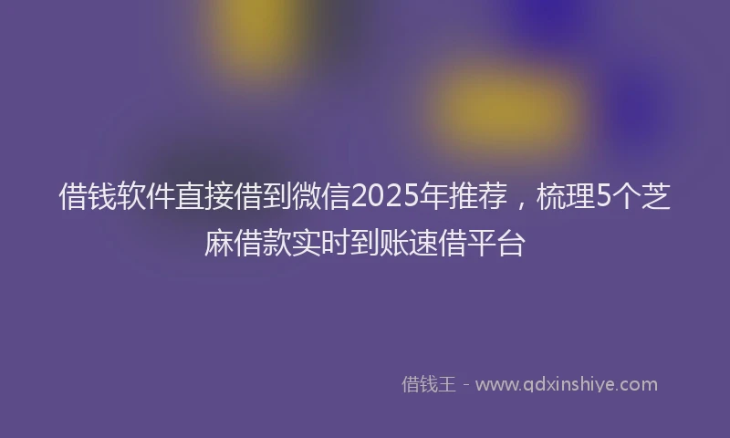 借钱软件直接借到微信2025年推荐,梳理5个芝麻借款实时到账速借平台