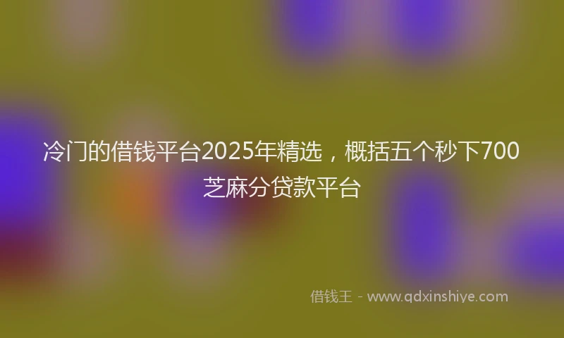 冷门的借钱平台2025年精选，概括五个秒下700芝麻分贷款平台