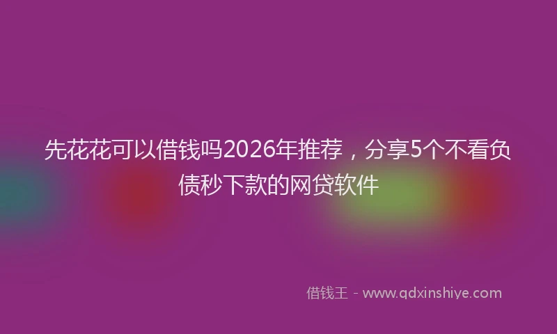 先花花可以借钱吗2026年推荐，分享5个不看负债秒下款的网贷软件