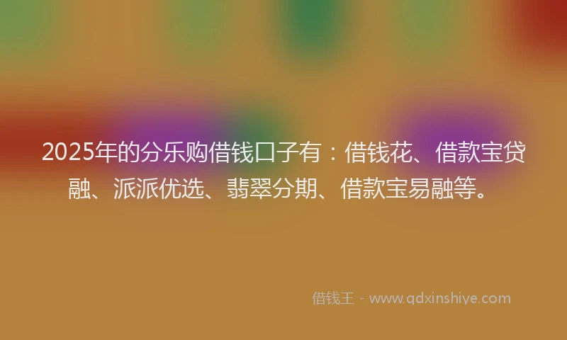 2025年的分乐购借钱口子有：借钱花、借款宝贷融、派派优选、翡翠分期、借款宝易融等。
