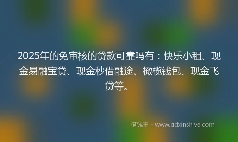 2025年的免审核的贷款可靠吗有：快乐小租、现金易融宝贷、现金秒借融途、橄榄钱包、现金飞贷等。