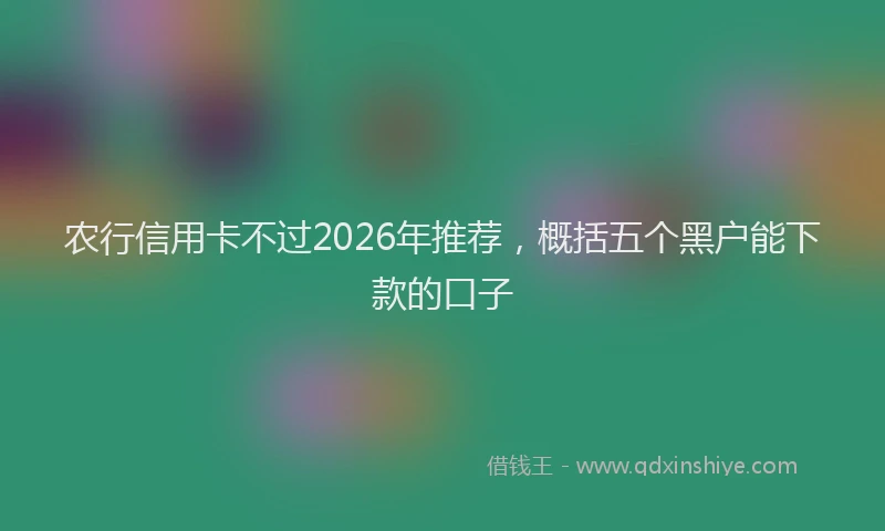 农行信用卡不过2026年推荐，概括五个黑户能下款的口子