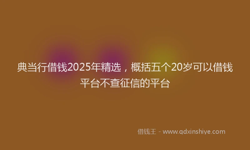 典当行借钱2025年精选，概括五个20岁可以借钱平台不查征信的平台